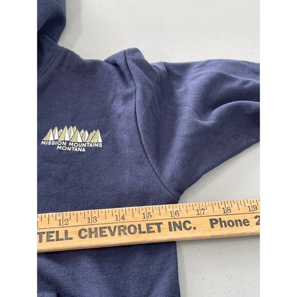 League 91 Mission Mountains Montana Full Zip Hoodie Kids Medium Navy Blue NEW - Picture 7 of 10